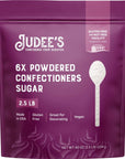 Judee’s 6X Powdered Confectioners Sugar 2.5 lb - 100% Non-GMO, Gluten-Free, and Nut-Free - 6X Size Perfect for Icings, Frostings, and Dusting Baked Goods