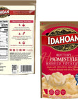 Instant Mashed Potatoes Bundled by Prendere Includes Four Packs of Idahoan Mashed Potatoes 4 Oz each Roasted Garlic Buttery Homestyle Loaded Baked Buttery Golden and a Prendere Measuring Spoon