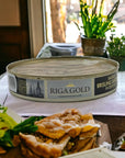 Riga Gold Smoked Brisling Sardines in Olive Oil 423 Clear Top ounces 120g Pack 6