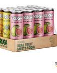 FRUGA Sparkling Prebiotic Super Soda Gut Health Low Calorie Low Sugar Healthy Soda Pop Plant Fiber Real Fruit Vitamin C B6 B9 Vitamins Juice Tropical Mix 12oz 12 Pack