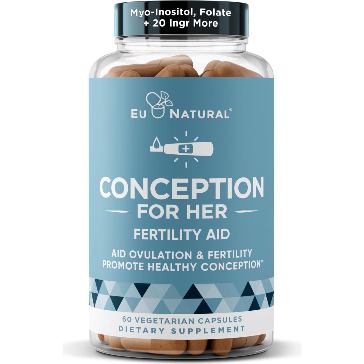 Conception Fertility Supplements for Women - Prenatal Vitamins - Promote Hormone Balance, Cycle Consistency, Aid Ovulation - Myo-Inositol, Folate, Folic Acid, Vitex, More - 60 Vegetarian Soft Capsules