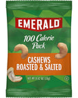 Emerald Nuts Roasted and Salted Cashews 7ct 1Pack 100Calorie Individual Packs Kosher Certified NonGMO Contains No Artificial Preservatives Flavors or Synthetic Colors