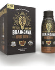 BRAINJAVA House Brew Ready To Drink Coffee 4 Pack Black Fair Trade Arabica Coffee with 150mg Caffeine LTheanine Potassium B Vitamins For Focus Clarity Gluten Free Vegan 8 fl oz Bottles