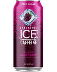 Sparkling Ice Caffeine Black Raspberry Flavored Sparkling Water with Caffeine Zero Sugar with Vitamins and Antioxidants Low Calorie Beverage 16 fl oz Can