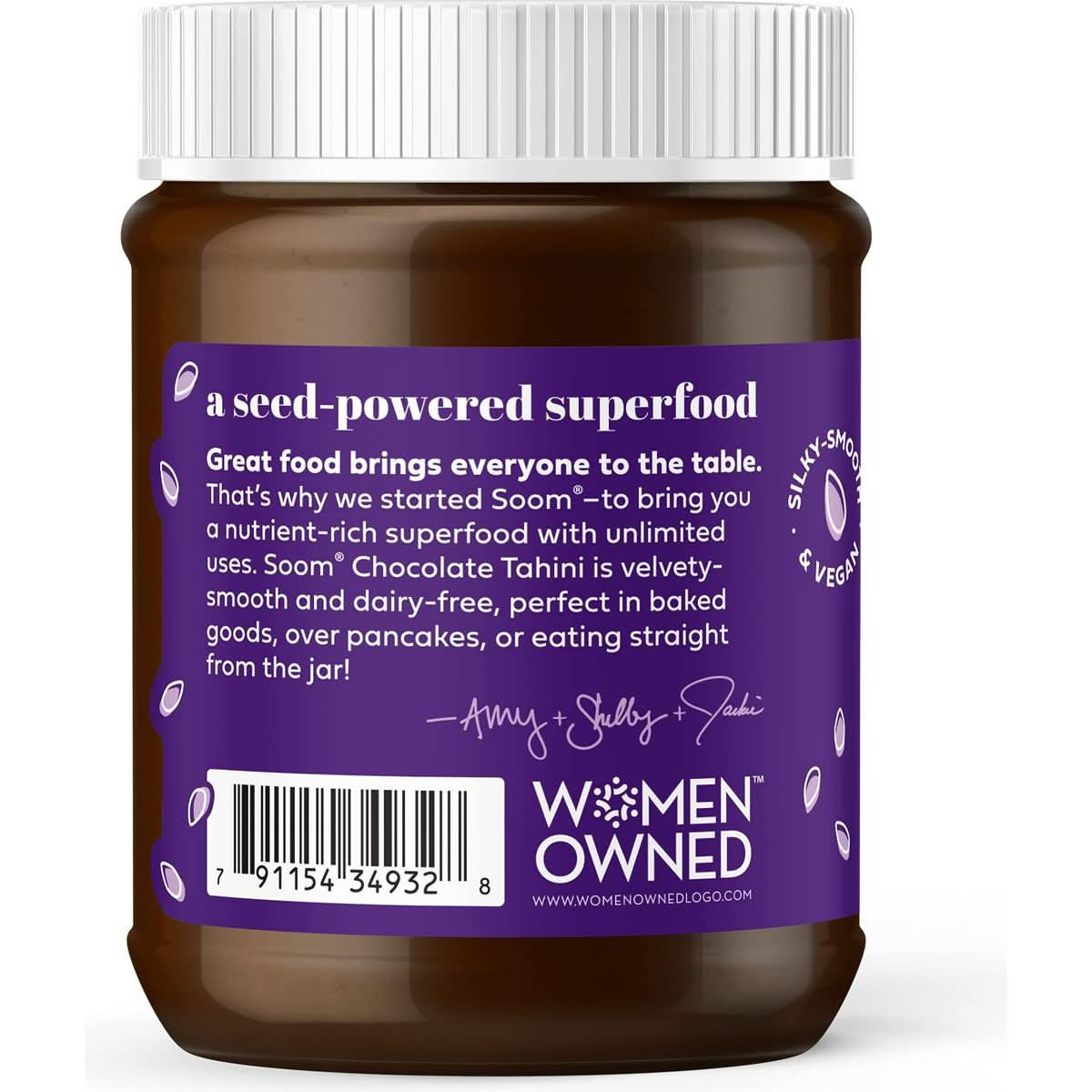 Soom Foods Chocolate Sesame Spread  12oz 2 Pack  Made with 3 Ingredients Low Sugar DairyFree NutFree GlutenFree Palm OilFree  5g Protein  Better for You Chocolate Spread