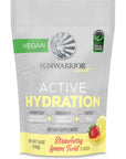 Sunwarrior Vegan Hydration Blend Electrolyes Supplement | Elderberry Coconut Water Real Salt Soy Free Sugar Free Synthetic Free Gluten Free Dairy Free | Strawberry 30 Servings | Active Hydration