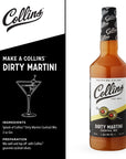 Collins Dirty Martini Mix Made With Real Olive Brine for the Bold Flavor You Need Classic Cocktail Recipe Ingredient Bartender Mixer Drinking Gifts Home Cocktail bar 32 fl oz