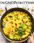 Golden Saffron Yellow Rice  Delicious Taste Low Fat GMO Free Easy Cook Low Fat Long Grain Rice  32OZ 2LBS