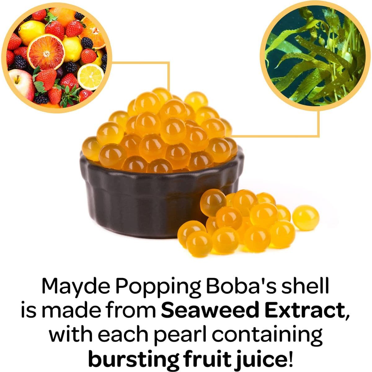 Mayde Popping Boba Pearls for Drinks Desserts  Breakfast Bowls Passion Fruit Flavor 7 Pounds