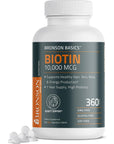 Bronson Biotin 10,000 MCG Supports Healthy Hair, Skin & Nails & Energy Production - High Potency Beauty Support - Non-GMO, 360 Vegetarian Tablets