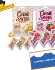 CREME SAVERS  Classic Original Individally Wrapped Strawberries and Creme and Orange and Creme Hard Candy  2  PACK Variety  Sameday Shippers Card