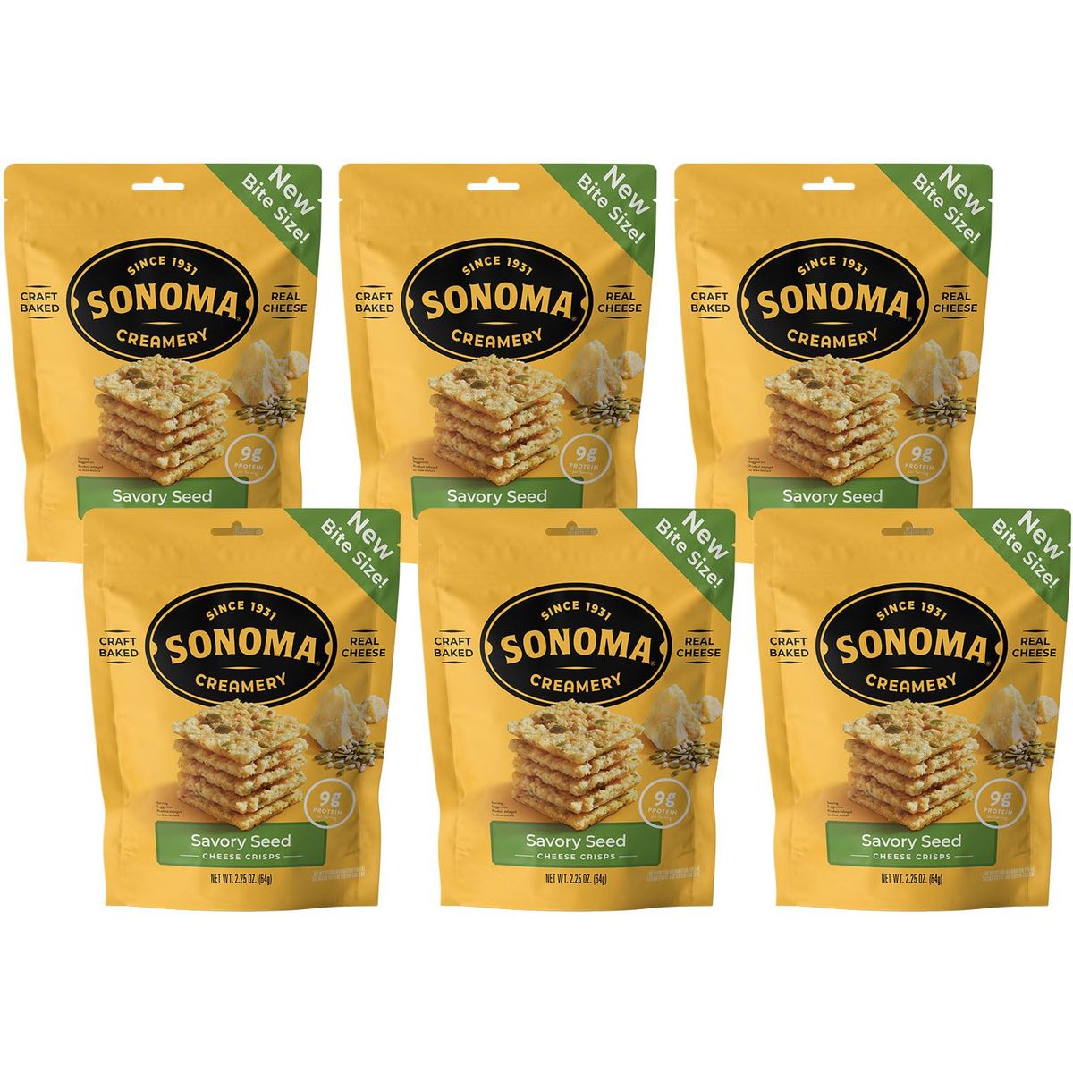 Sonoma Creamery  Cheese Crisps Savory Seed225 Ounce Pack of 6  Savory Snack  High Protein  Low Carb  Gluten Free KetoFriendly