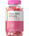 Hair, Skin and Nails Gummies | 220 Count | Fruit Flavor Gummy Vitamins | with Biotin | Non-GMO, Gluten Free | by Carlyle