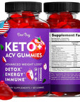 Keto ACV Gummies Advanced Weight Loss Formula with 1000 MG Apple Cider Vinegar for Men & Women Supports Metabolism, ACV Delicious Apple-Flavored Keto Diet, Low-Carb, Made in USA 60 Count