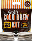 Gradys Cold Brew Cold Brew Coffee Concentrate Original Flavor Cold Brew Kit with 12 2oz Bean Bags plus 1 Pour and Store Pouch New Orleans Style Cold Brew Concentrate 36 Total Servings