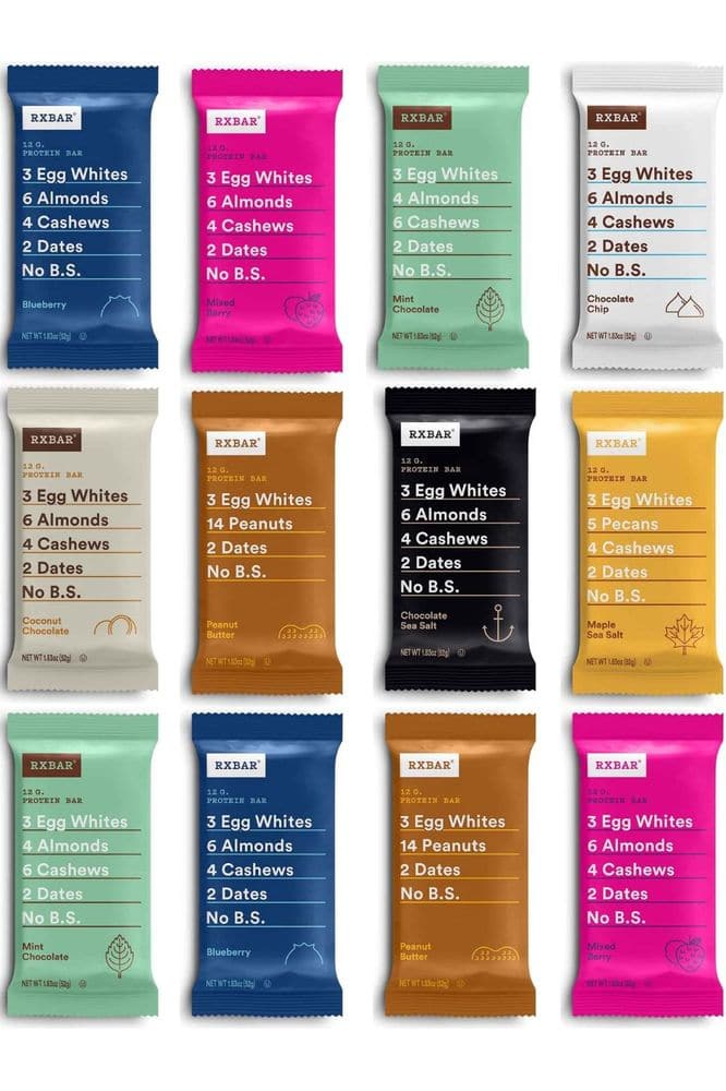 RXBAR Variety Pack, Protein Bar, Gluten Free, High Protein Snack 1.83 Ounce (1 Count (12 Pack))