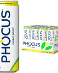 Phocus Energy Boost Lemon Lime  No Sugar  75mg Caffeine  LTheanine  0 Calories  Natural Flavors  Sweeteners  115 Fl oz Pack of 12