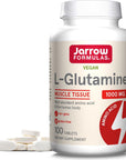 Jarrow Formulas L-Glutamine 1000 mg, Dietary Supplement for Muscle Tissue, Multifunctional Amino Acid, Immune Support , 100 Easy-Solv Tablets, 50-100 Day Supply