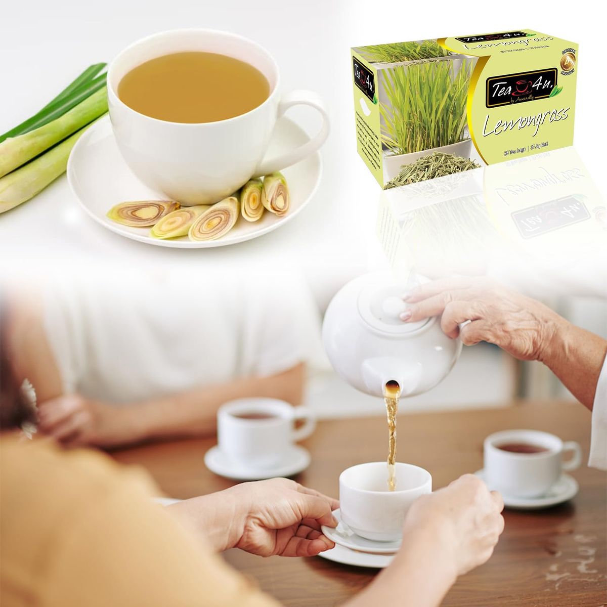 Tea4U Herbal Infusion Tea Bags  Natural  Fresh Lemongrass