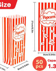 MAQIHAN 50 Popcorn Bags Individual Servings  Flat Bottom Paper Popcorn Food Bags Party Pop Corn Sleeves Bulk Carnival Halloween Snack Packs Gift Favor Treat bolsas para palomitas Movie Night Supplies