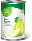 Amazon Fresh Sliced Pears in Pear Juice from Concentrate 15 Oz Previously Happy Belly Packaging May Vary