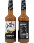 Collins Dirty Martini Cocktail Mix 2 Pack 32 fl oz  950Ml each bundled with complimentary 4count Coasters