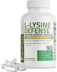 Bronson L-Lysine Defense Immune Support Complex 1500 MG L-Lysine Plus Olive Leaf, Garlic, Vitamin C and Zinc - Non-GMO, 90 Vegetarian Capsules