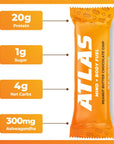 Atlas Protein Bar 20g Protein 1g Sugar Clean Ingredients Gluten Free Peanut Butter Chocolate Chip 12 Count Pack of 1