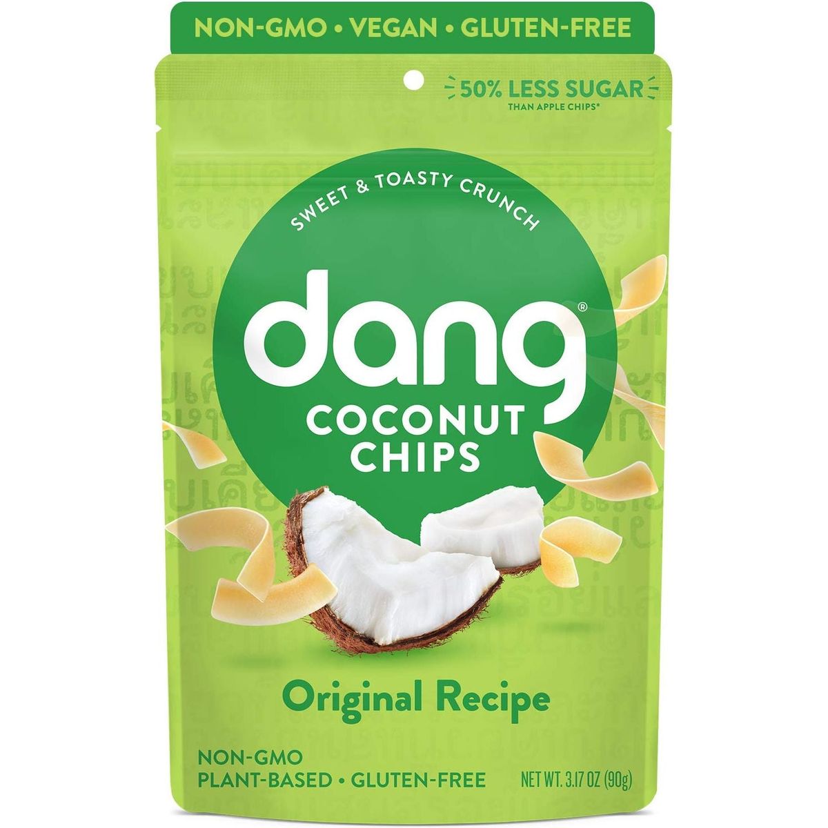 Dang Toasted Coconut Chips | Original | 1 Pack | Vegan, Gluten Free, Non GMO, Healthy Snacks Made with Whole Foods | 3.17 Oz Resealable Bag