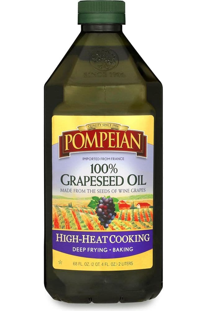 Pompeian 100% Grapeseed Oil, Light and Subtle Flavor, Perfect for High-Heat Cooking, Deep Frying and Baking, 68 FL. OZ.