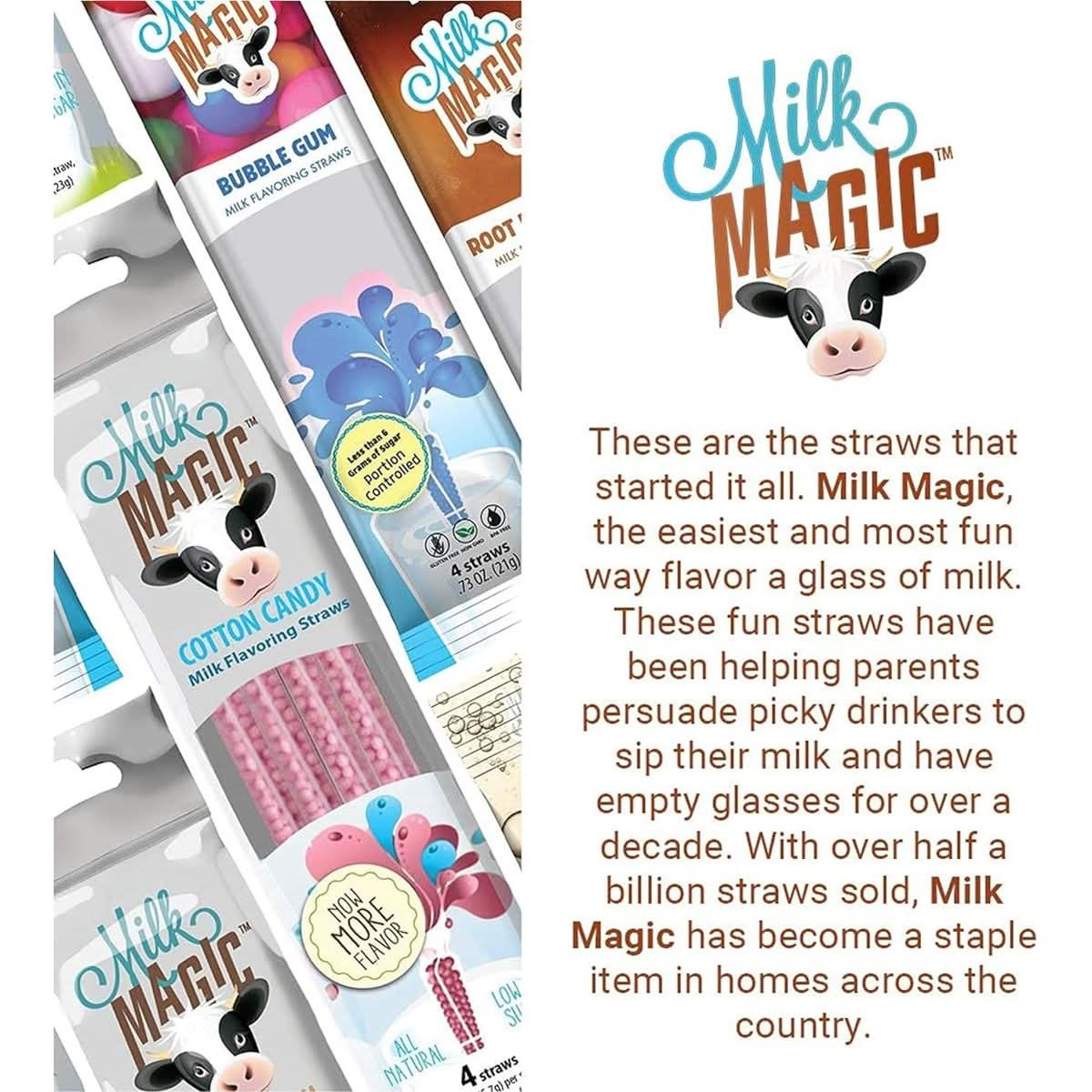 Milk Magic Chocolate Milk Flavoring Straws  GlutenFree BPA free NonGMO Low in Sugar Allnatural Flavor Straws  Encourage Milk Drinking with FlavorFilled Straws  Includes 72 Milk Straws