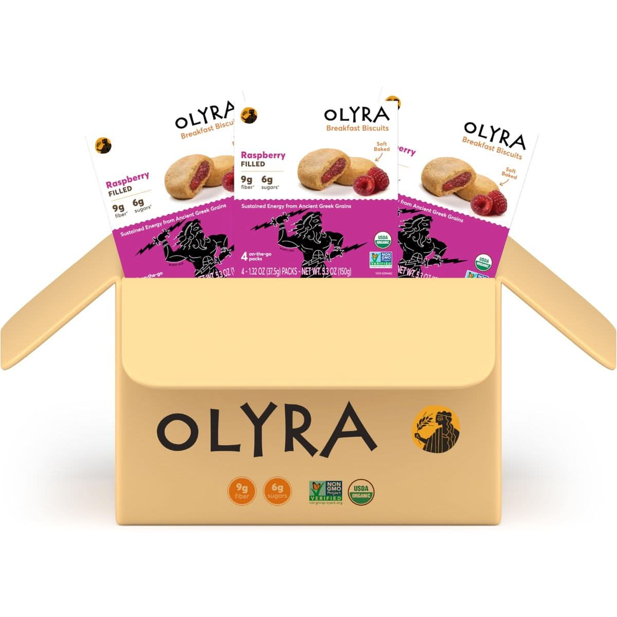 Olyra Fruit Bars Raspberry  Fruit Filled Breakfast Cookies  Kids Healthy Snacks  Low Sugar Prebiotic High Fiber PlantBased Protein Cookies  Vegan USDA Certified Organic  Boost Energy and Immunity  4 Count Pack of 3