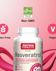 Jarrow Formulas Resveratrol 100 mg - 60 Veggie Capsules - Resveratrol + Vitamin C Supplement - Antioxidant, Cardiovascular, Anti-Aging Support - 60 Servings