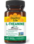 Country Life L-Theanine, 200mg Suntheanine L-Theanine, 30 Vegan Capsules, Certified Gluten Free, Certified Vegan, Certified Halal