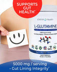 Eniva Health L-Glutamine Pure Powder, Unflavored (101 Servings) | Vegan, Gluten-Free, Sugar-Free, Non-GMO | Doctor-Formulated, USA Made | Gut Health, Leaky Gut, Bloating, Muscle Health, Immune System