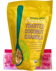 Trader Joes Organic Toasted Coconut Granola Bundle with 1 Trader Joes Organic Coconut Granola Gluten Free 12oz 340g 1 3qt 25L Reusable Food Storage On The Go Snack Bag and Perdy Good Box