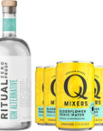 Ritual Zero NonAlcoholic Gin Alternative with 5 Pack of Q Mixers Elderflower Tonic for your favorite AlcoholFree Mixed Drink