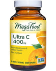 MegaFood Ultra C-400 mg - Immune Support Supplement and Support for Cellular Health with 400mg Vitamin C Plus Real Food - Vegan, Kosher, and Non-GMO - Made Without 9 Food Allergens - 90 Tabs