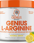 Genius L-Arginine Nitric Oxide Powder - Fermented L- Arginine Nutritional Supplements & Nitric Oxide Booster - Pre Workout, Natural Muscle Builder - 30 Servings, Lemon