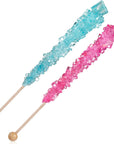 Light Blue and Pink Rock Candy Crystal Sticks  24 Indiv Wrapped  Cotton Candy  Cherry Flavored