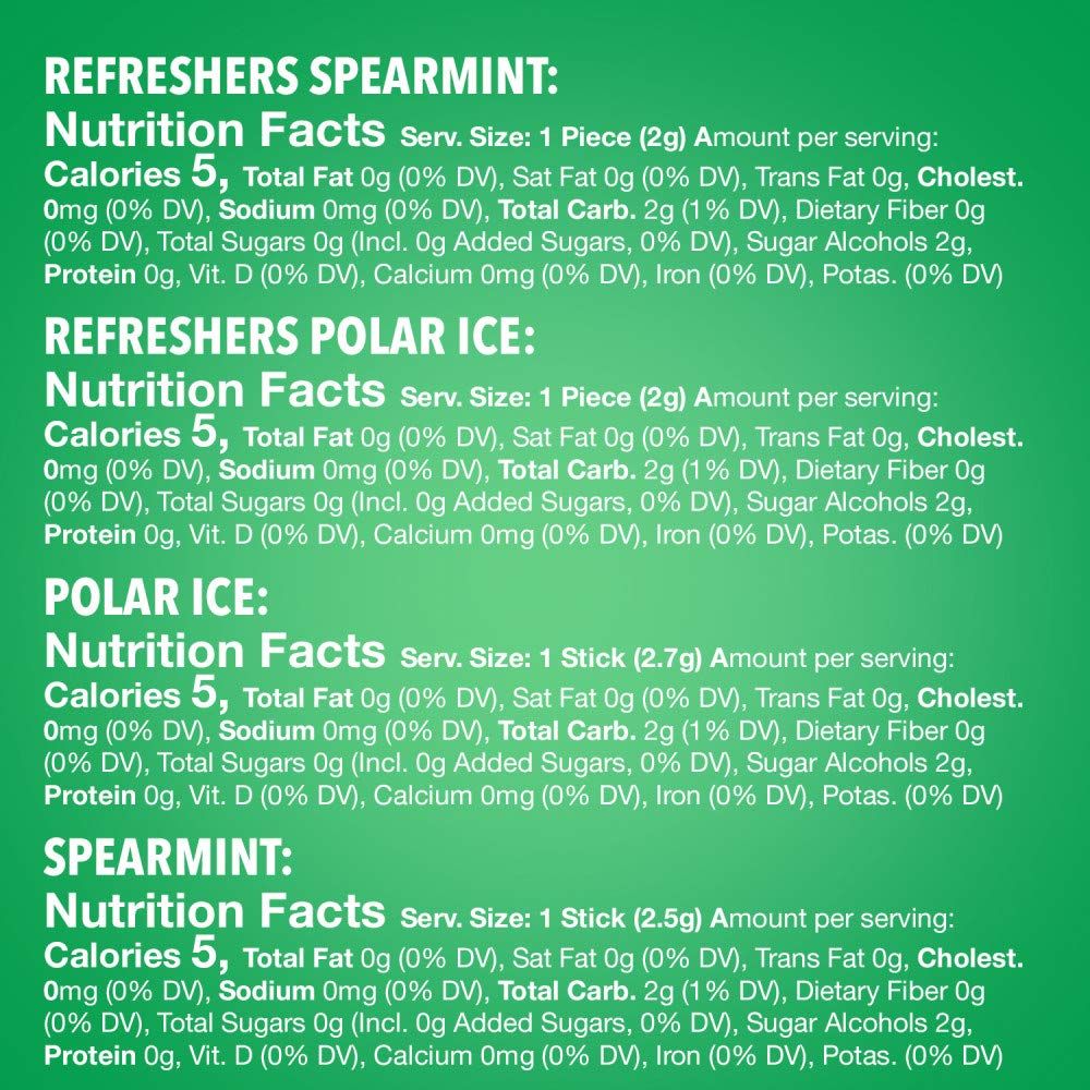 EXTRA Spearmint  Polar Ice Sugar Free Chewing Gum Bulk Assortment 15 Sticks  40 Pieces 2 Bottle Packs  12 Single Packs