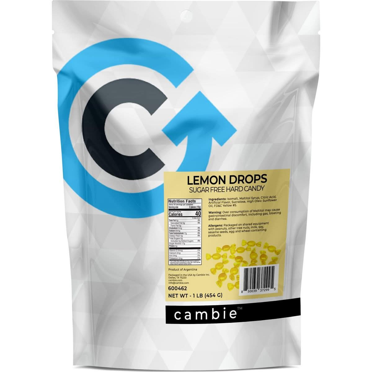 Sugar Free Lemon Drops by Cambie1 lb of Lemon Flavored Sugar Free Candy Individually Wrapped Bon Bons Keto Friendly Candy 1 lb