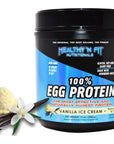 Healthy N Fit 100% EGG PROTEIN- Vanilla (12oz): 100% Egg White Protein PLUS Natural Peptides. Naturally Sweetened, Zero Carb, Keto, Paleo Friendly