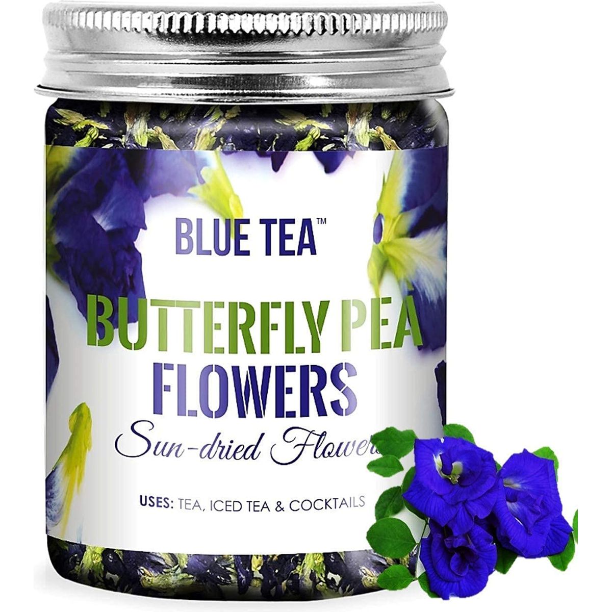 BLUE TEA  Butterfly Pea Flower Herbal Tea 176 Oz  DETOX TEA  Iced Teas Coolers Cocktails  Caffeine Free  Gluten Free  NonGMO  Pet Jar Pack