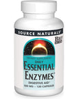 Source Naturals Essential Enzymes 500mg Bio-Aligned Multiple Supplement Herbal Defense For Digestion, Gas & Constipation Relief - Strong Immune System Support - 120 Capsules