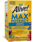 Nature's Way Alive! Men’s Max3 Potency Multivitamin, Supports Whole Body Wellness*, Supports Cellular Energy*, B-Vitamins, Gluten-Free, 90 Tablets