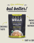 Wella Cereal Oatmeal Alternative GlutenFree Breakfast Hot Cereal GrainFree Paleo Organic Vegan High Protein Superfood PlantBased NonGMO Low in Net Carbs MultiServe Bags Bundle Original  Apple Cinnamon Flavors 2 Count 128 oz Bags