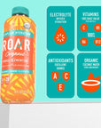 Roar Organic Electrolyte Infusions  USDA Organic  Mango Clementine  with Antioxidants B Vitamins LowCalorie LowSugar LowCarb Coconut Water Infused Beverage 18 Fl Oz Pack of 12