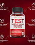 Testosterone Booster For Men Gummies - Male Enhancement, Boosts Energy, & Optimizes Physical Performance. Formulated with Tribulus, Horny Goat Weed, Saw Palmetto, Maca Root & More - 60 Gummies