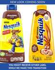 Nesquik Strawberry  Chocolate Syrup Bundle 22 oz Bottle of each Pack of 2 with By The Cup Milk Mixer